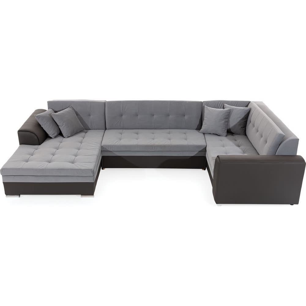 Canapé convertible velours / simili gris noir 7 places