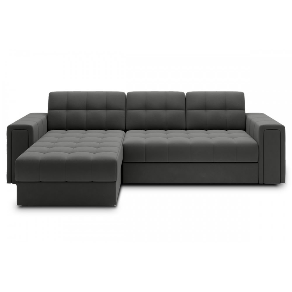 Canapé d'angle gauche convertible velours gris foncé, 4 places