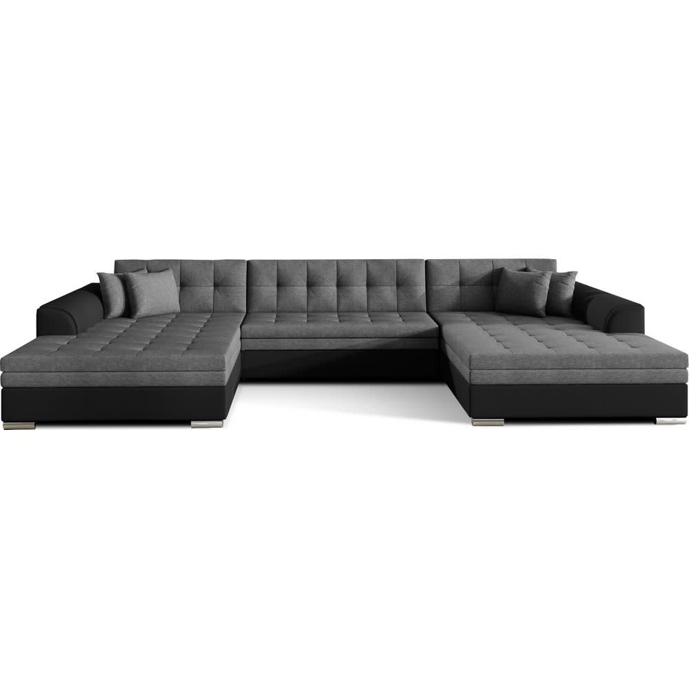 Canapé convertible tissu gris et simili noir réversible VENTURA Mix