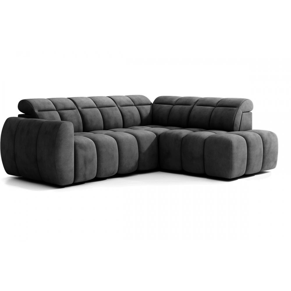 Canapé d'angle droit profondeur réglable velours gris foncé