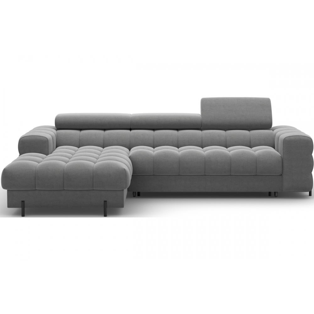 Canapé d'angle gauche convertible velours gris foncé 5 places