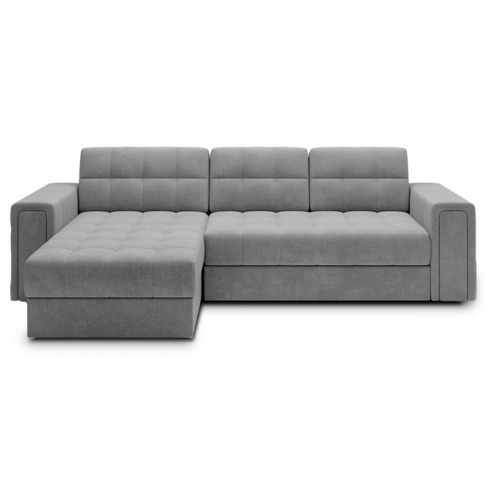 Canapé d'angle gauche convertible velours Luxe gris 4 places