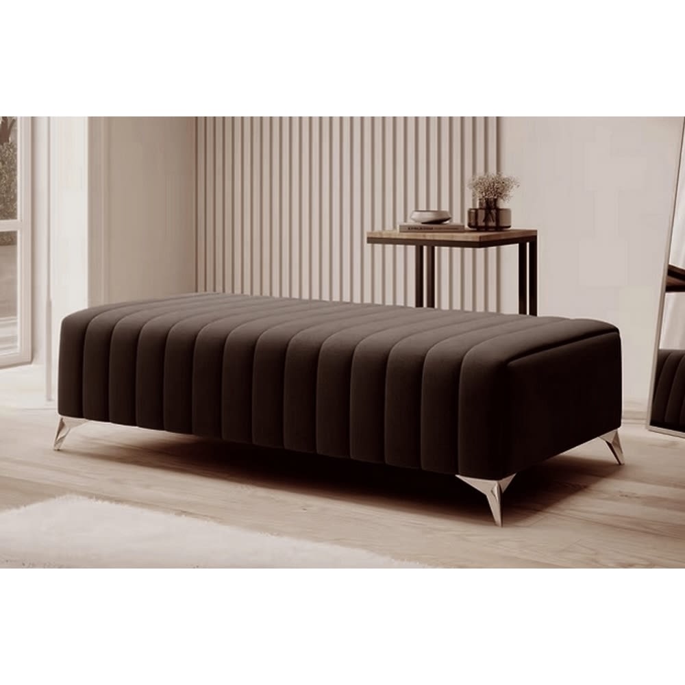 Pouf en tissu velours de qualité, , marron foncé