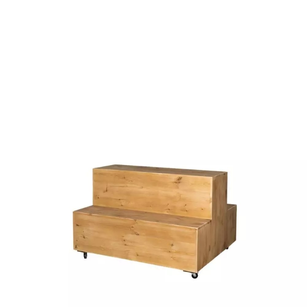 Tradis Zentrales Floristen-Display auf Rollen, 2 Ebenen, Massivholz Beige