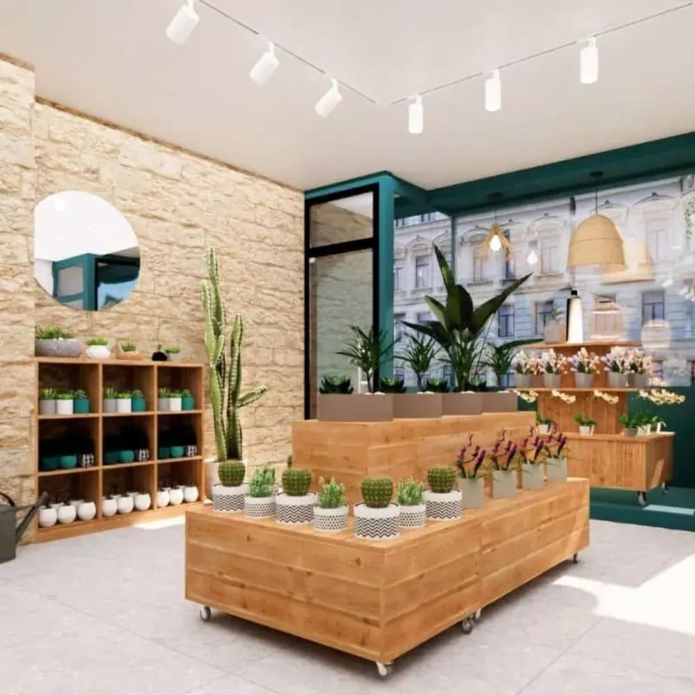 Complément présentoir central fleuriste 2 niveaux bois massif