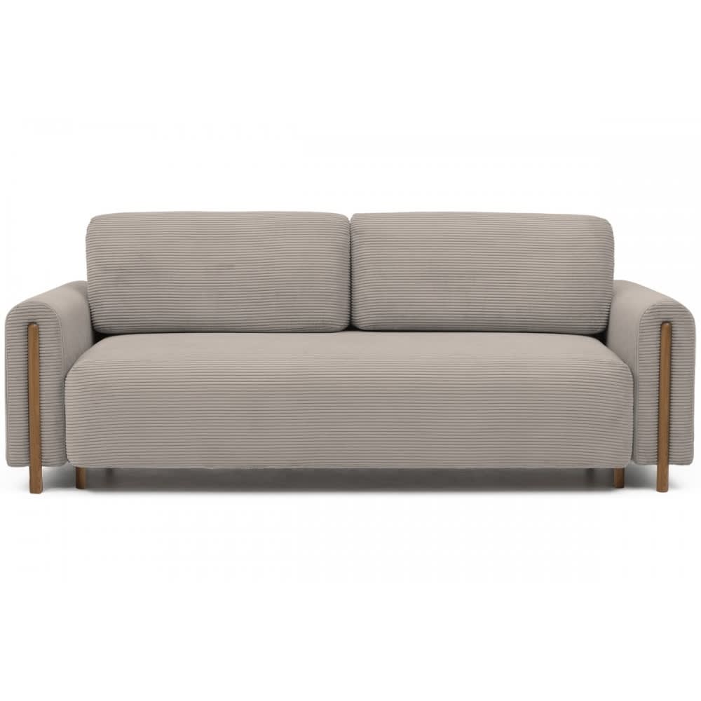 Canapé 3 places convertible  en velours côtelé Luxe marron