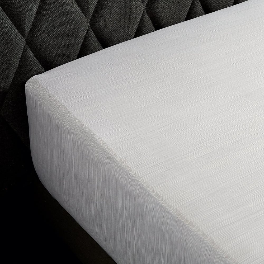 Drap housse satin gris clair 160x200 cm