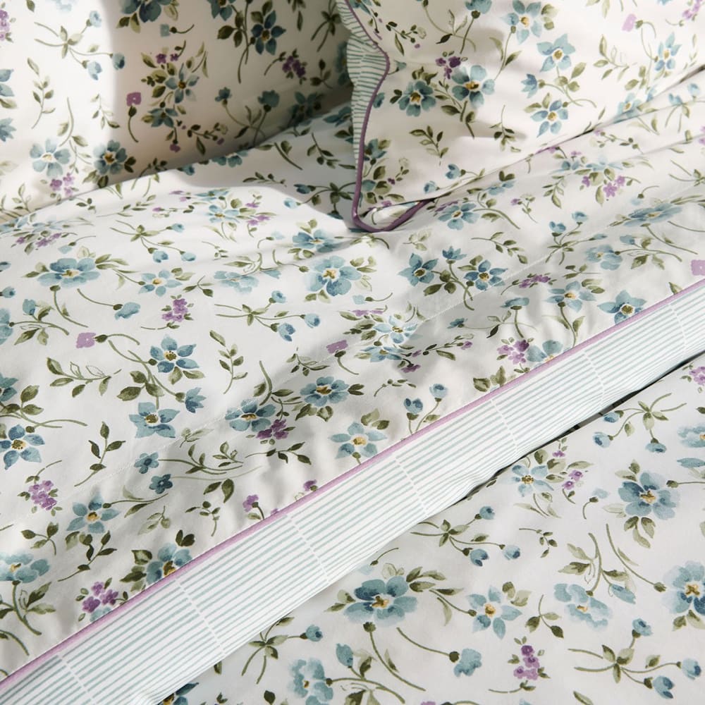 Drap plat percale bleu clair 270x295 cm