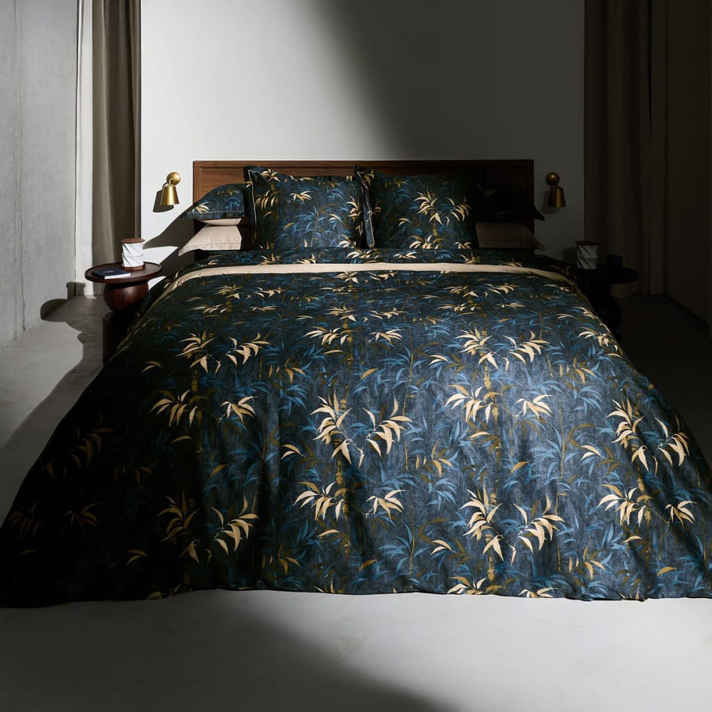 Housse de couette satin bleu foncé 200x200 cm