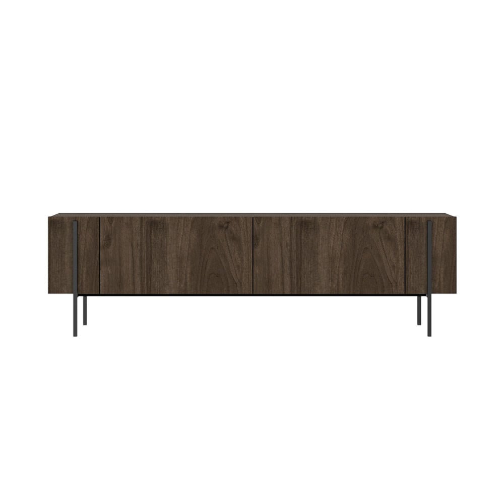 Meuble TV avec placards aspect noyer 160cm