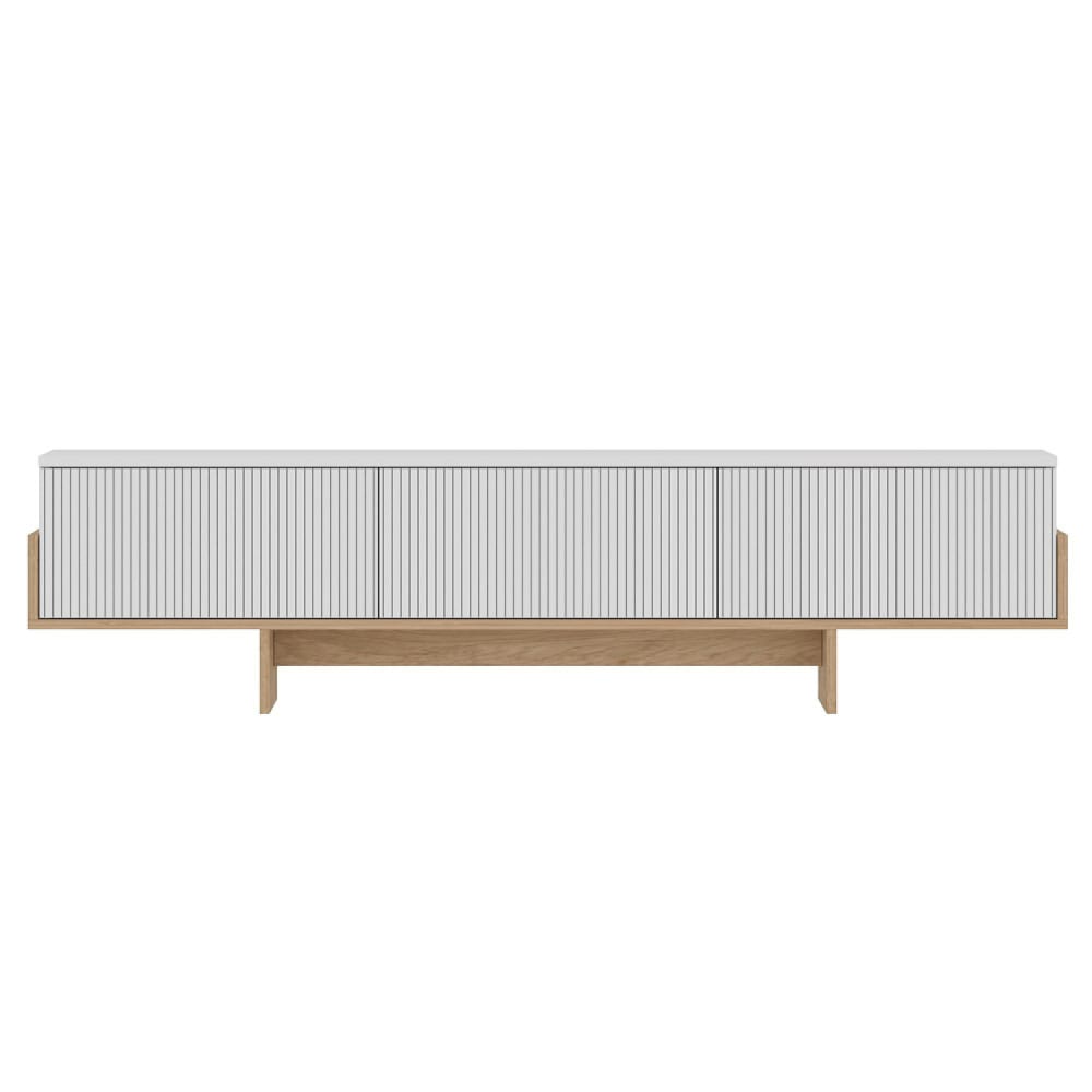 Meuble TV avec placards blanc et bois 180cm
