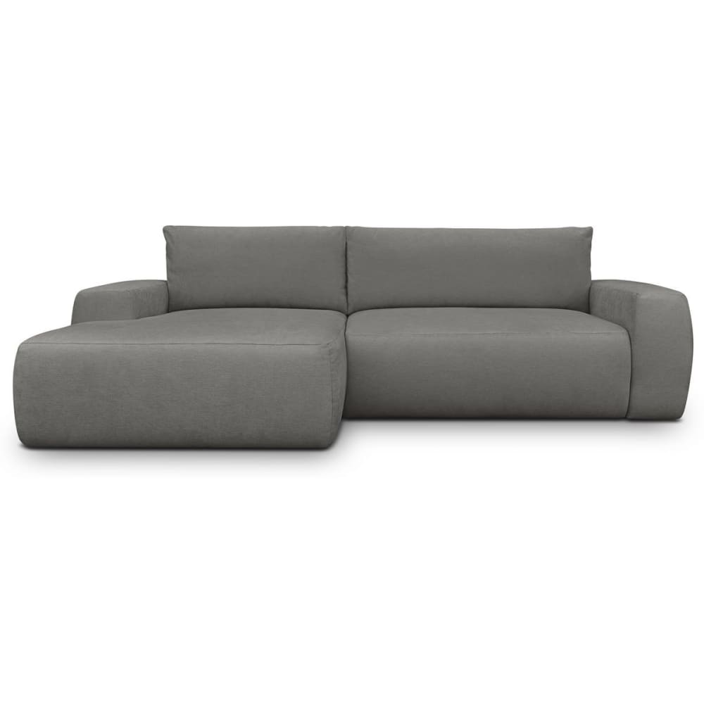 Canapé d'angle gauche convertible 3 places en tissu chenille gris