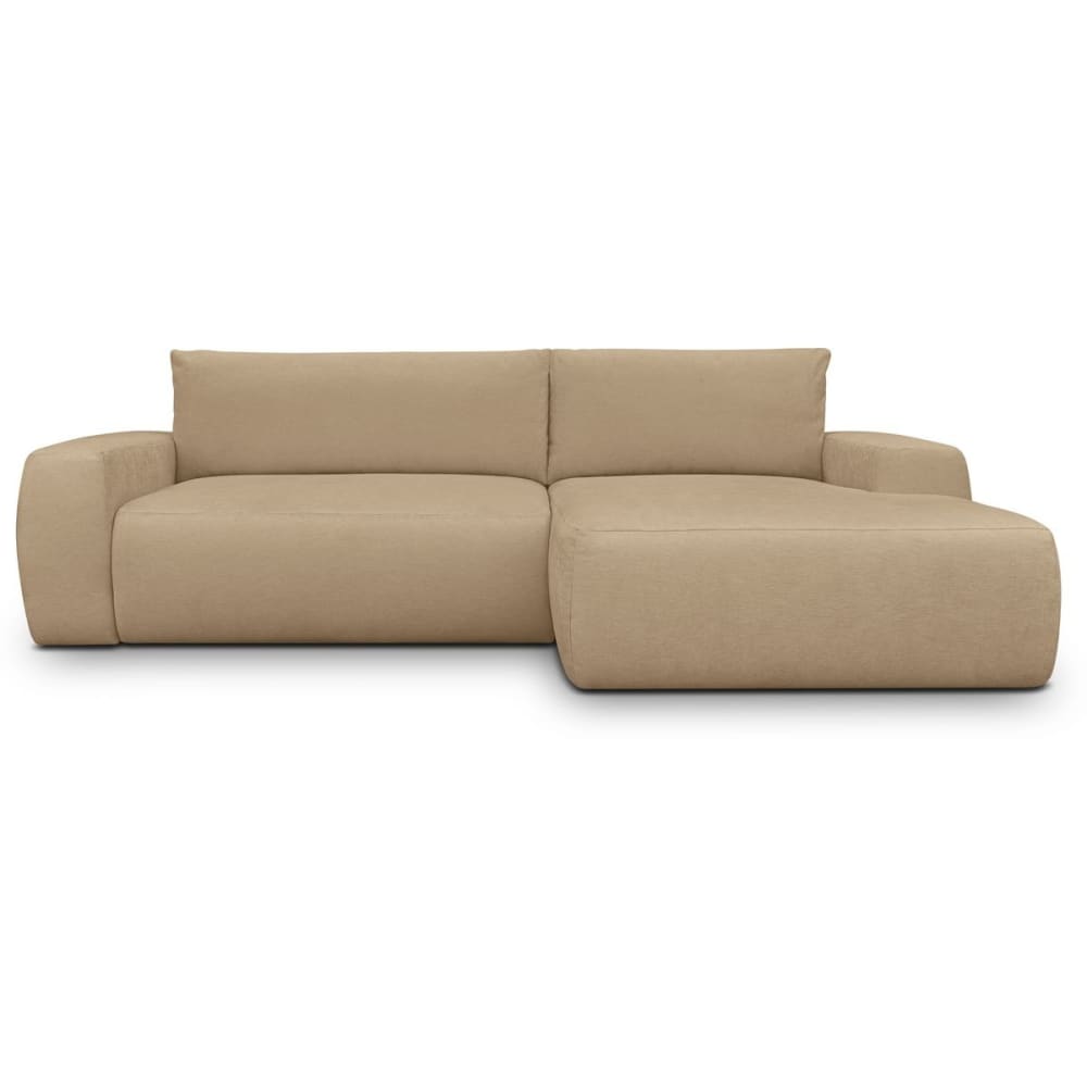 Canapé d'angle droit convertible 3 places en tissu chenille moka