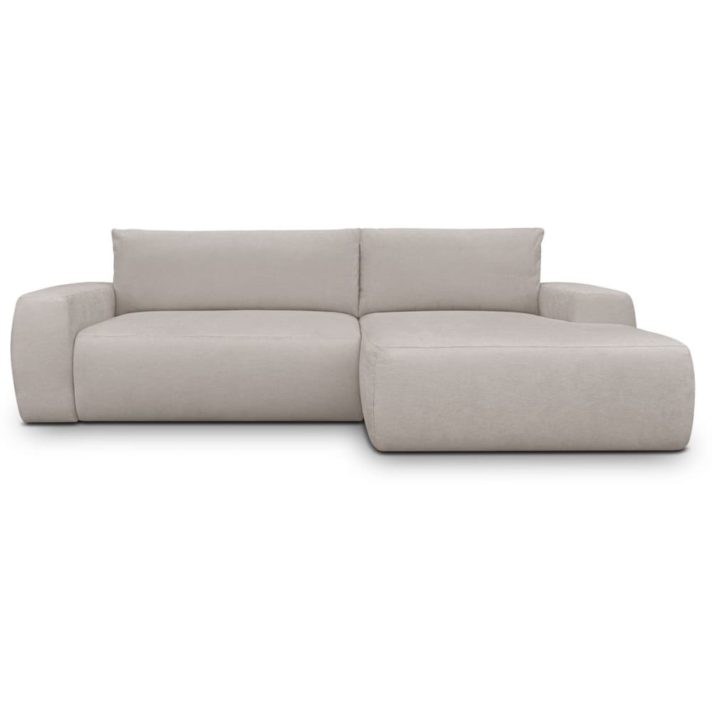 Canapé d'angle droit convertible 3 places en tissu chenille taupe