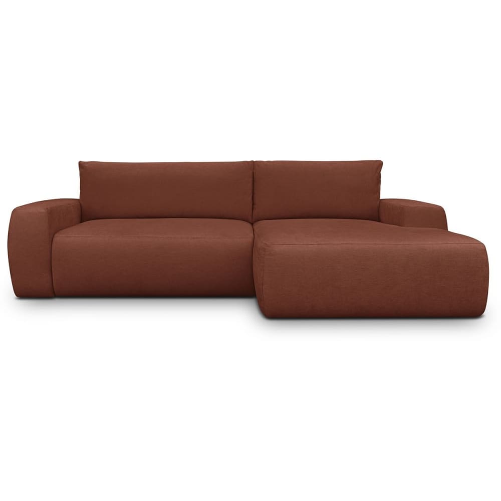 Canapé d'angle droit convertible 3 places en tissu chenille rouille