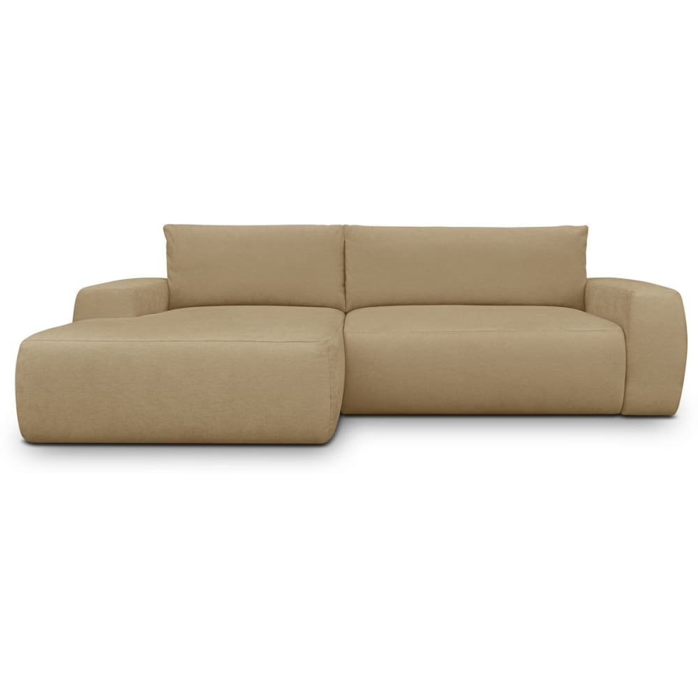 Canapé d'angle gauche convertible 3 places en tissu chenille miel