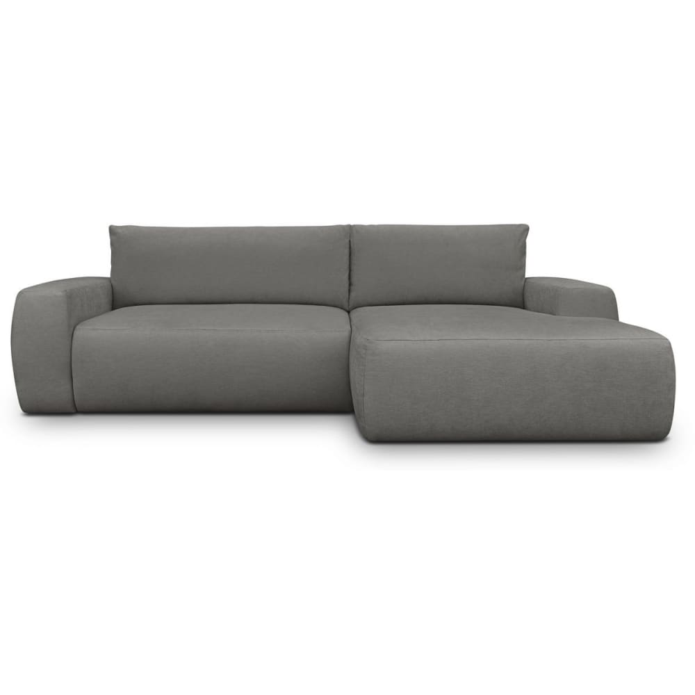 Canapé d'angle droit convertible 3 places en tissu chenille gris