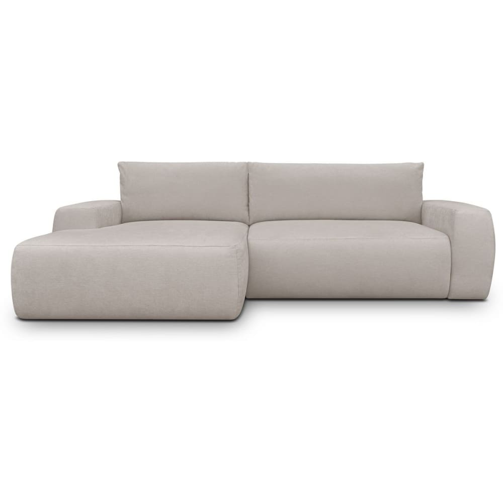 Canapé d'angle gauche convertible 3 places en tissu chenille taupe