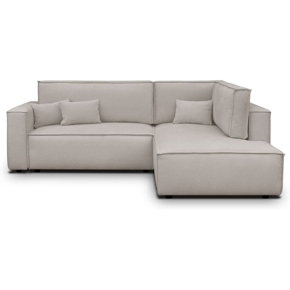 Canapé d'angle droit ouvert convertible 3 pl., tissu chenille taupe