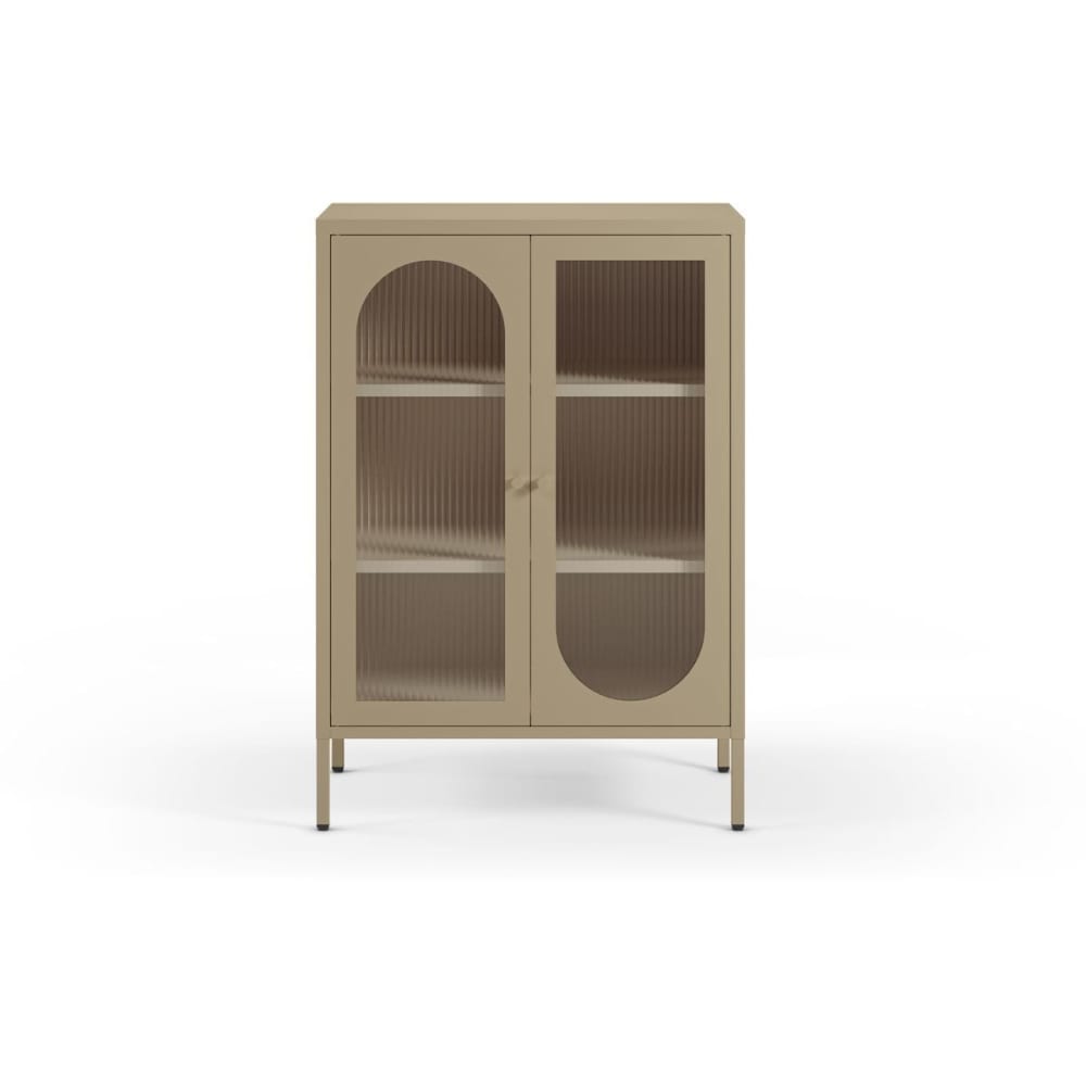 Buffet 2 portes en métal beige 70 cm