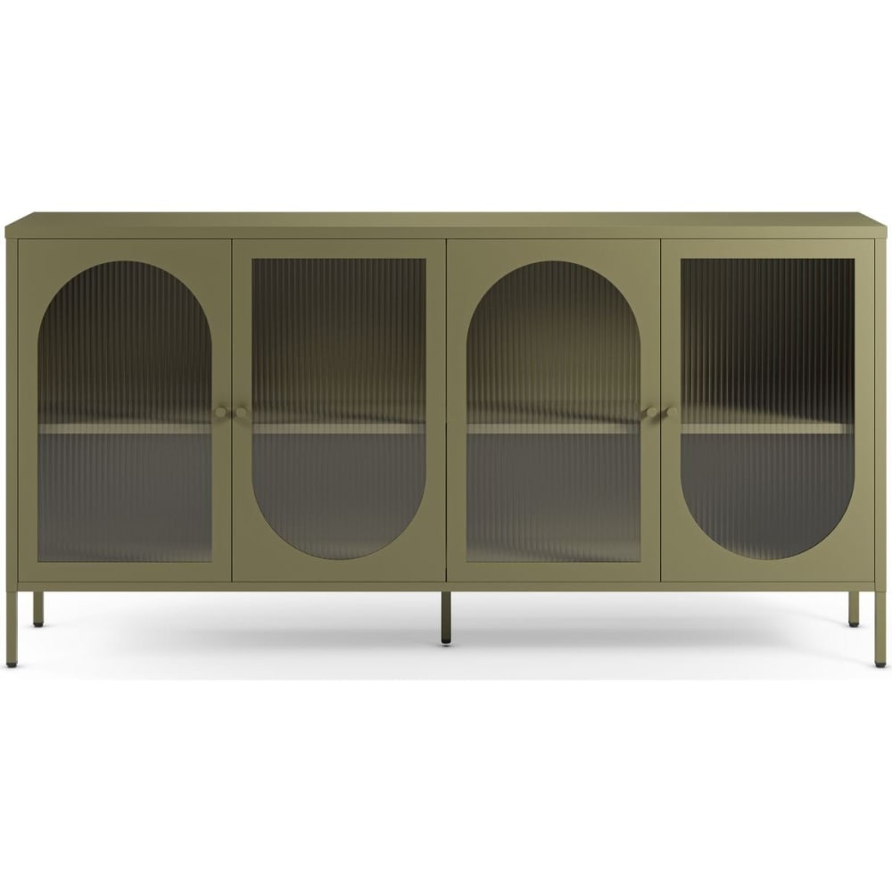 Buffet 4 portes en métal vert 160 cm