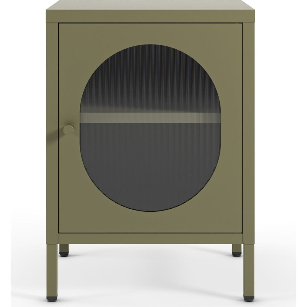 Table de chevet 1 porte en métal vert 40 cm