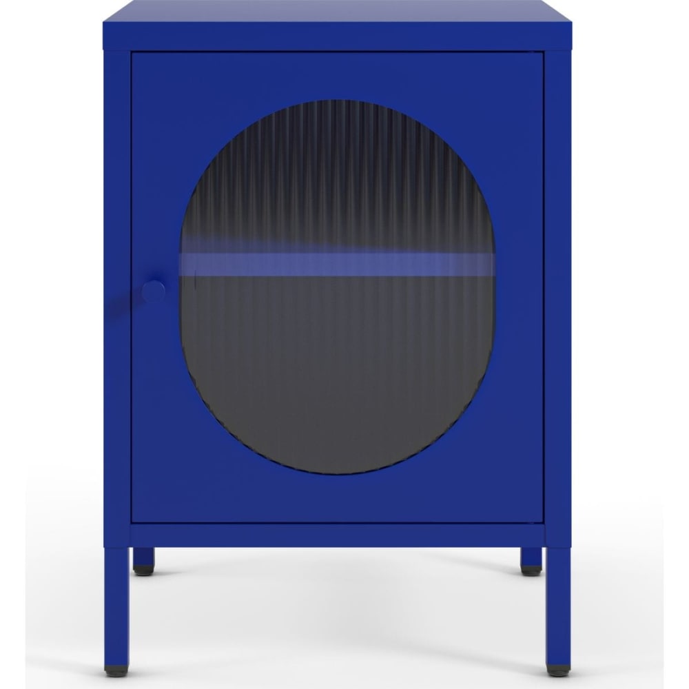 Table de chevet 1 porte en métal bleu électrique 40 cm