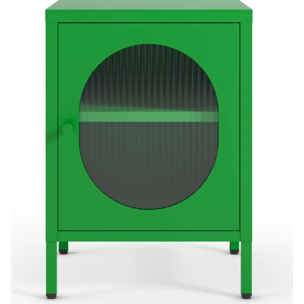 Table de chevet 1 porte en métal vert électrique 40 cm