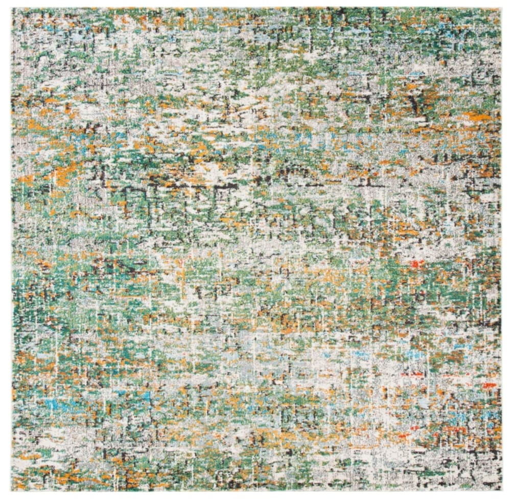 Tapis contemporain en polypropylène vert/bleu, 236 x 305 cm