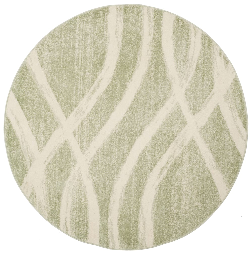 Tapis vague moderne en détresse en polypropylène vert/beige, 183 cm