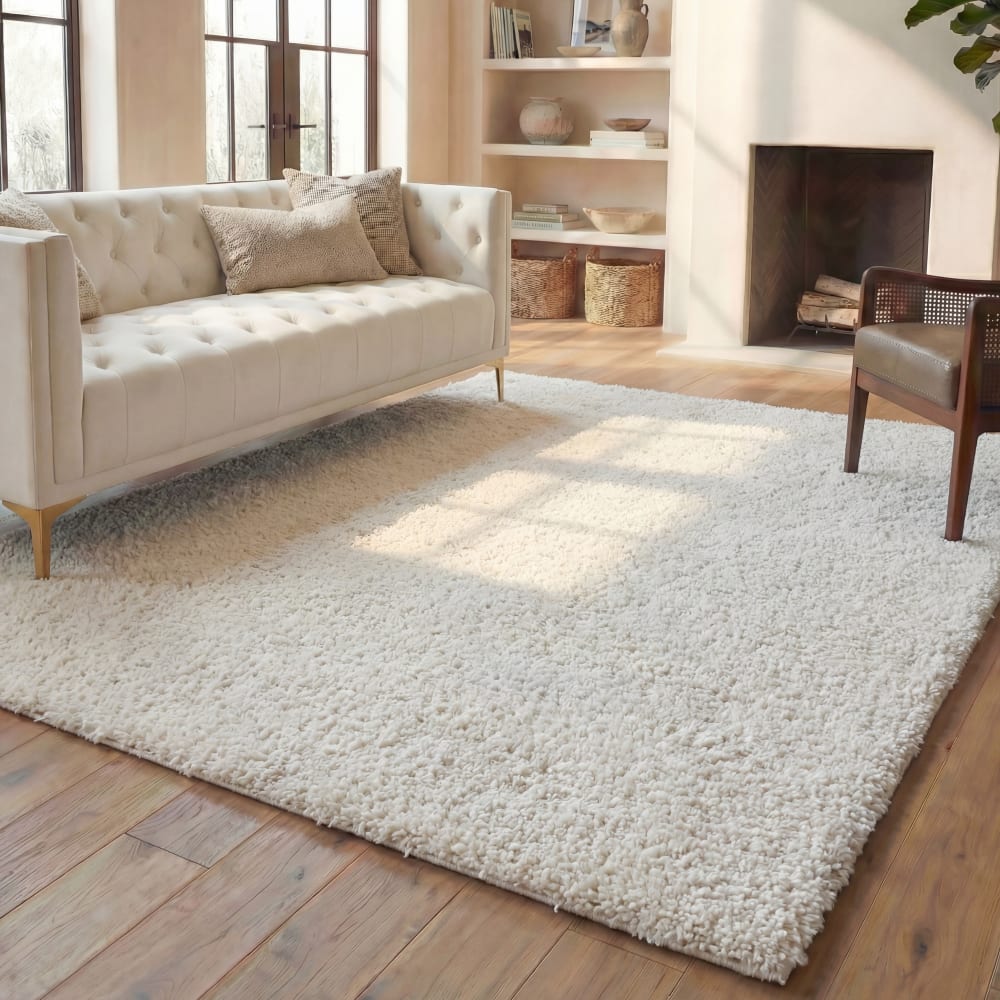 Tapis shag en polypropylène blanc, 274 x 366 cm — vue 3
