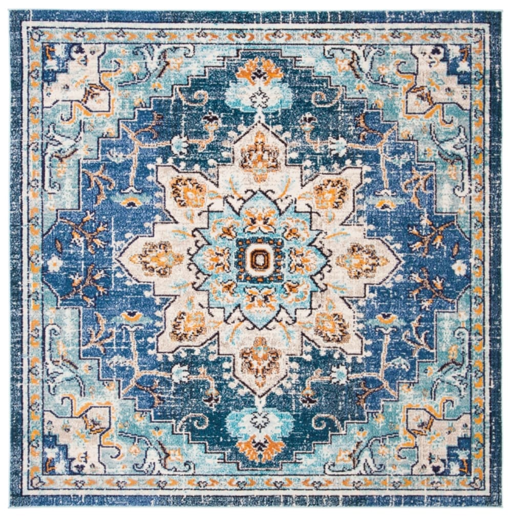 Tapis de transition en polypropylène bleu, 122 x 122 cm