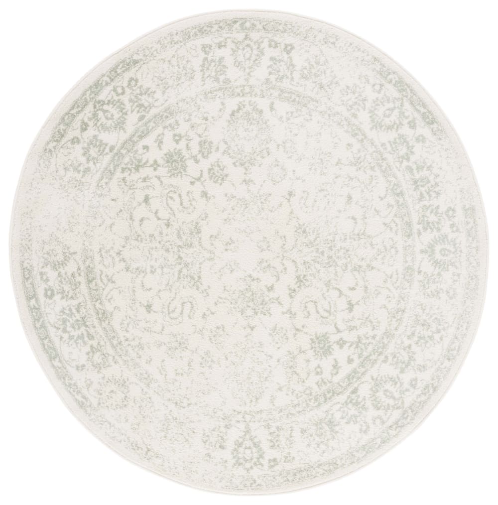 Tapis vintage patiné en polypropylène blanc/vert, 183 cm