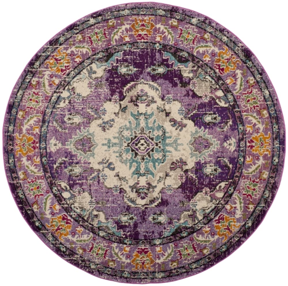 Tapis bohème chic en polypropylène violet/bleu, 201 cm