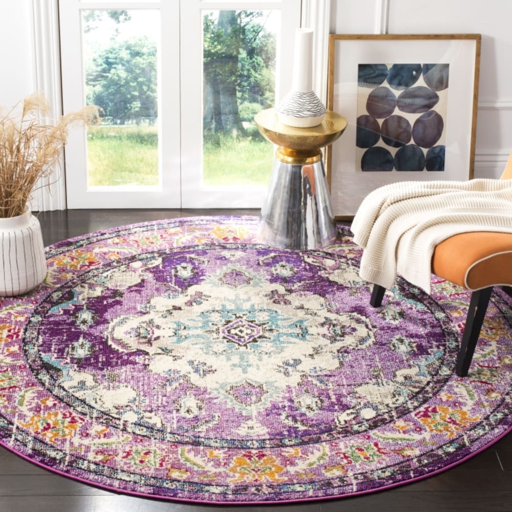 Tapis bohème chic en polypropylène violet/bleu, 201 cm — vue 3