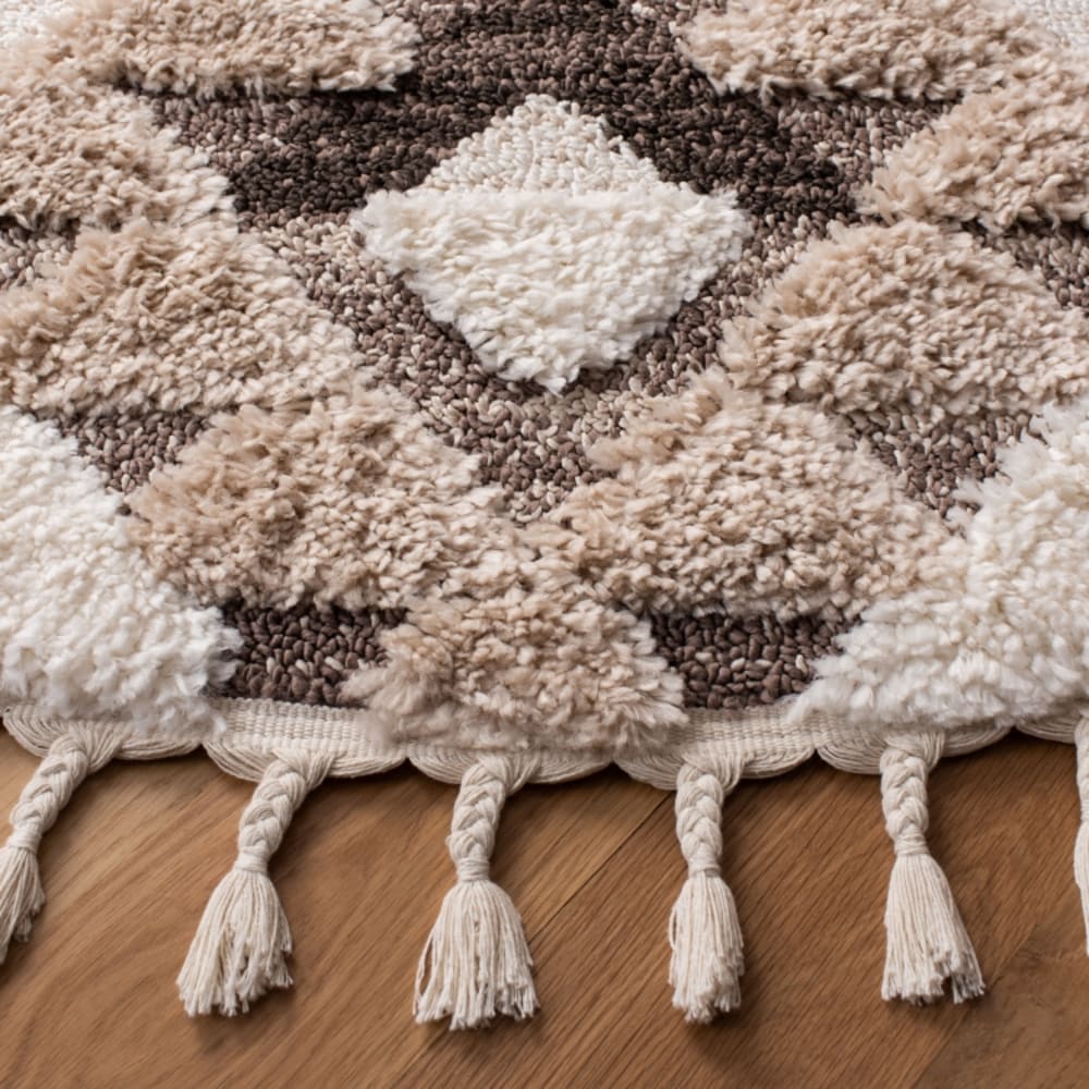 Tapis en polypropylène blanc/brun, 91 x 91 cm — vue 3