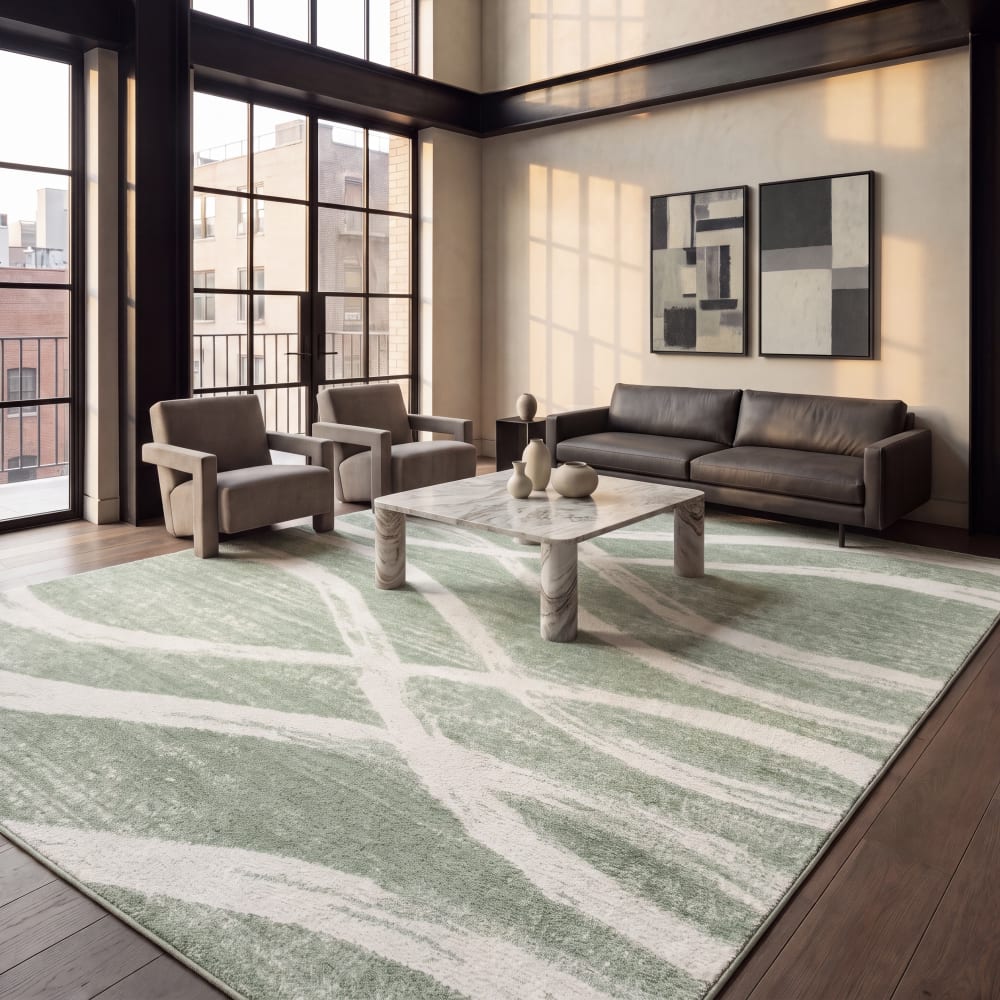 Tapis en polypropylène vert/beige, 183 x 183 cm — vue 3