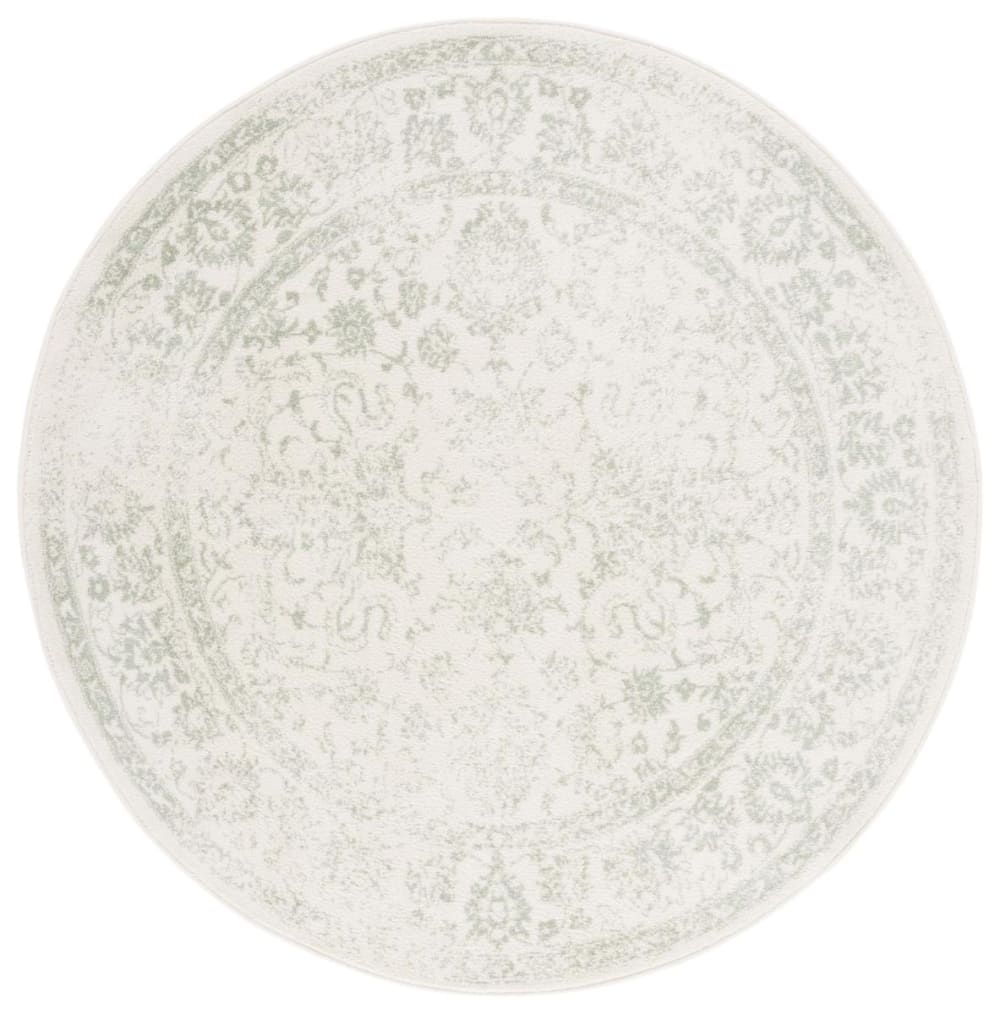 Tapis vintage patiné en polypropylène blanc/vert, 91 cm
