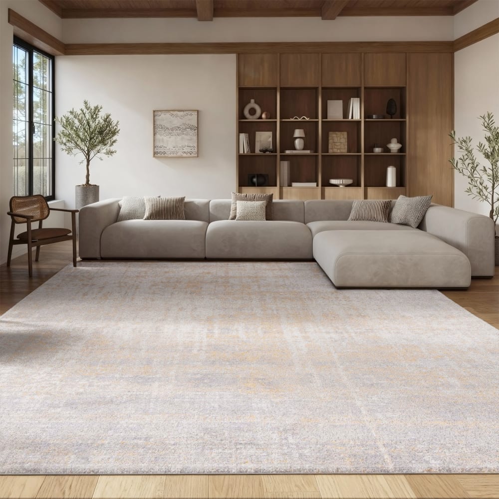 Tapis moderne en polypropylène beige/or, 183 x 274 cm — vue 3