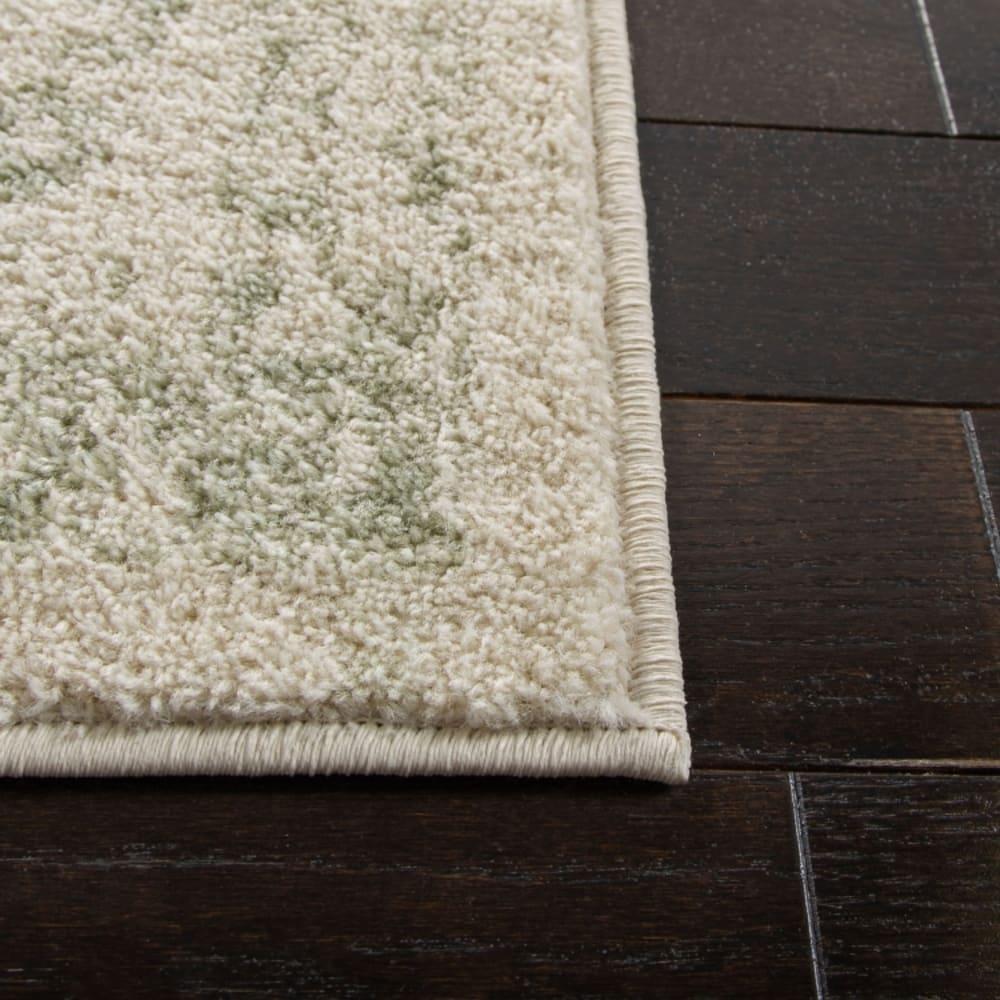 Tapis vintage patiné en polypropylène blanc/vert, 235 x 235 cm — vue 4