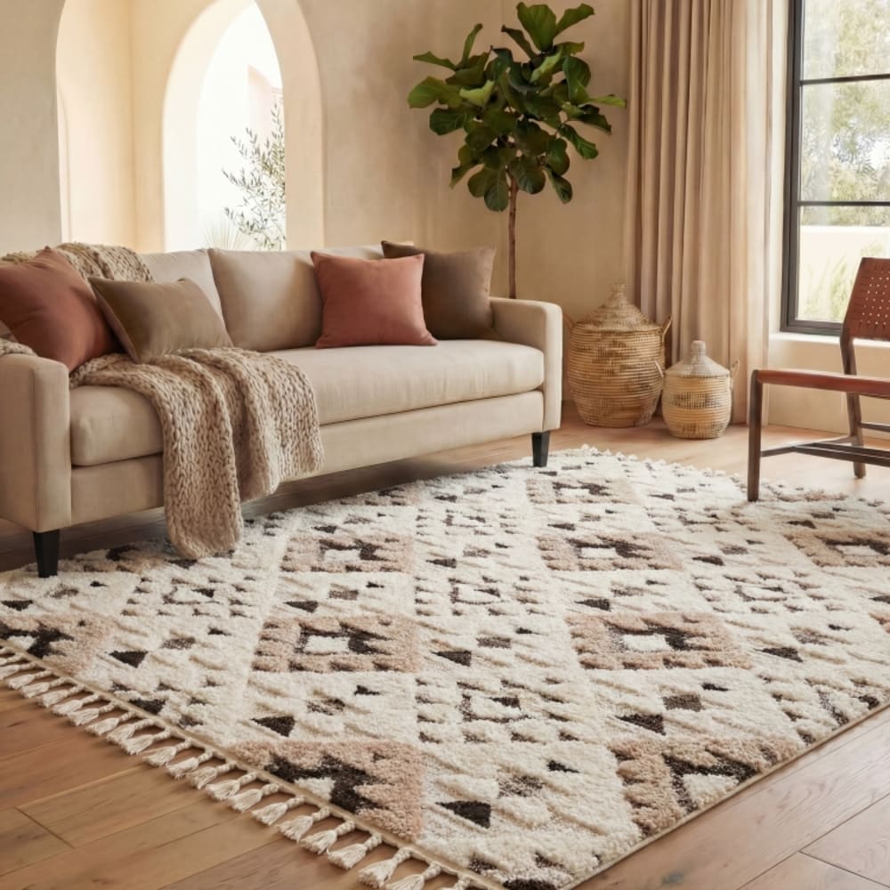 Tapis en polypropylène blanc/brun, 236 x 305 cm