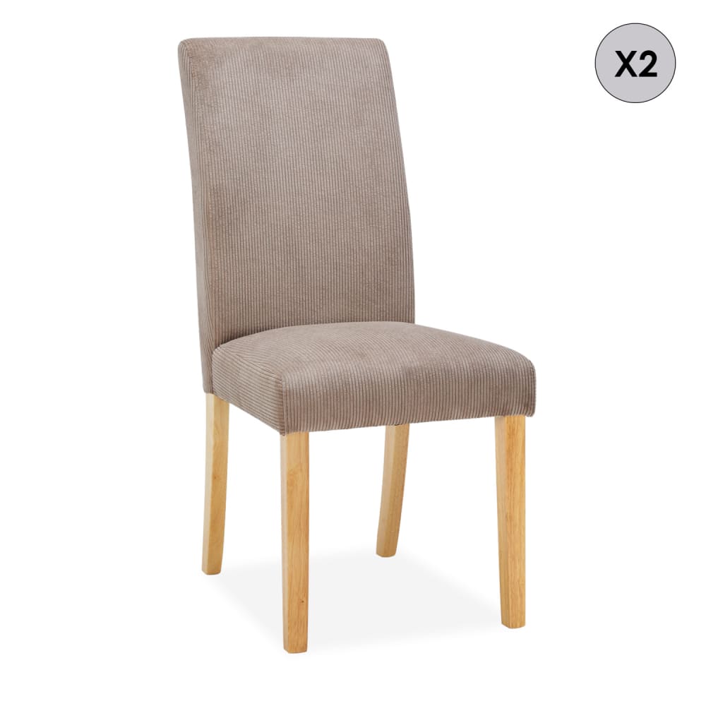 Lot de 2 chaises en velours côtelé taupe Lot de 2 chaises en velours côtelé taupe