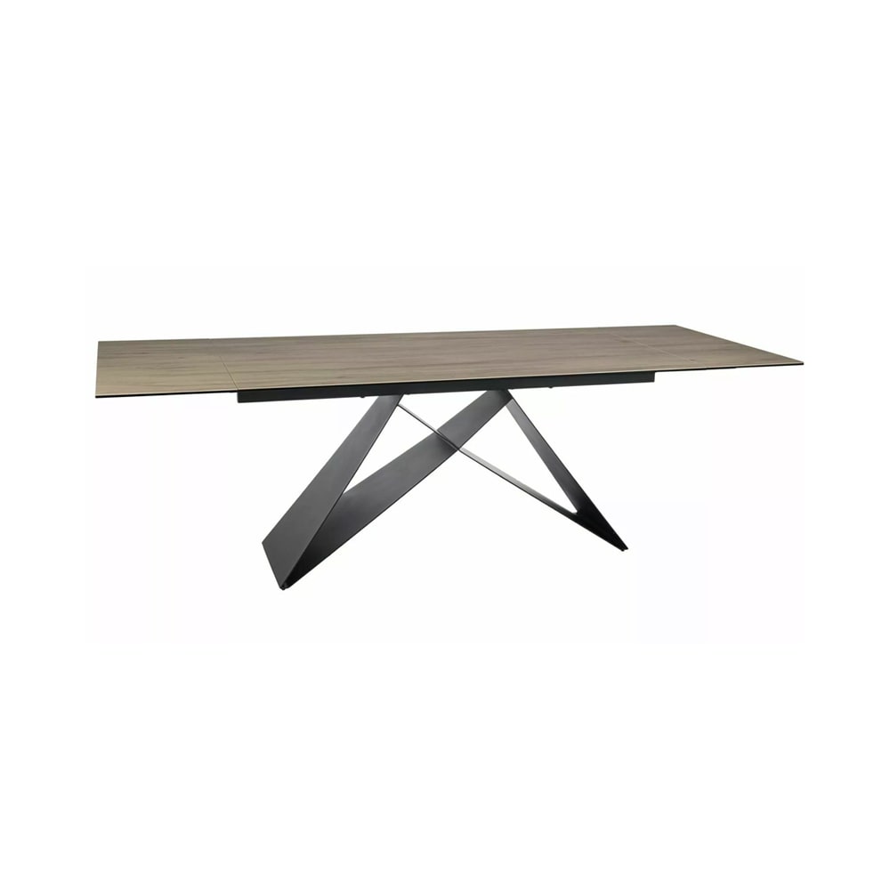 Feldmann-Wohnen Esstisch ausziehbar aus Metall 160-240x90x77cm, sanremo eiche style modern Braun Keramik