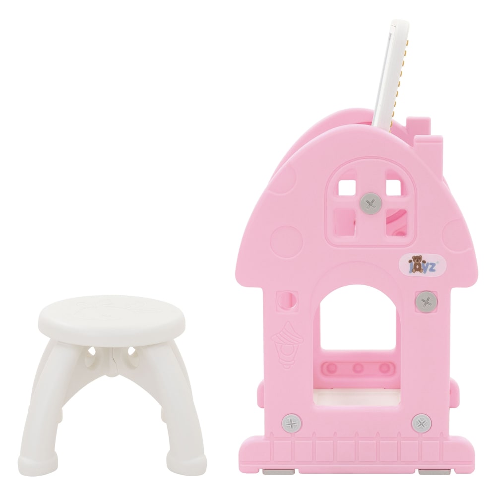 2in1 Tafel-Spieltisch mit Kinderhocker Rosa-Weiß Staffelei mit