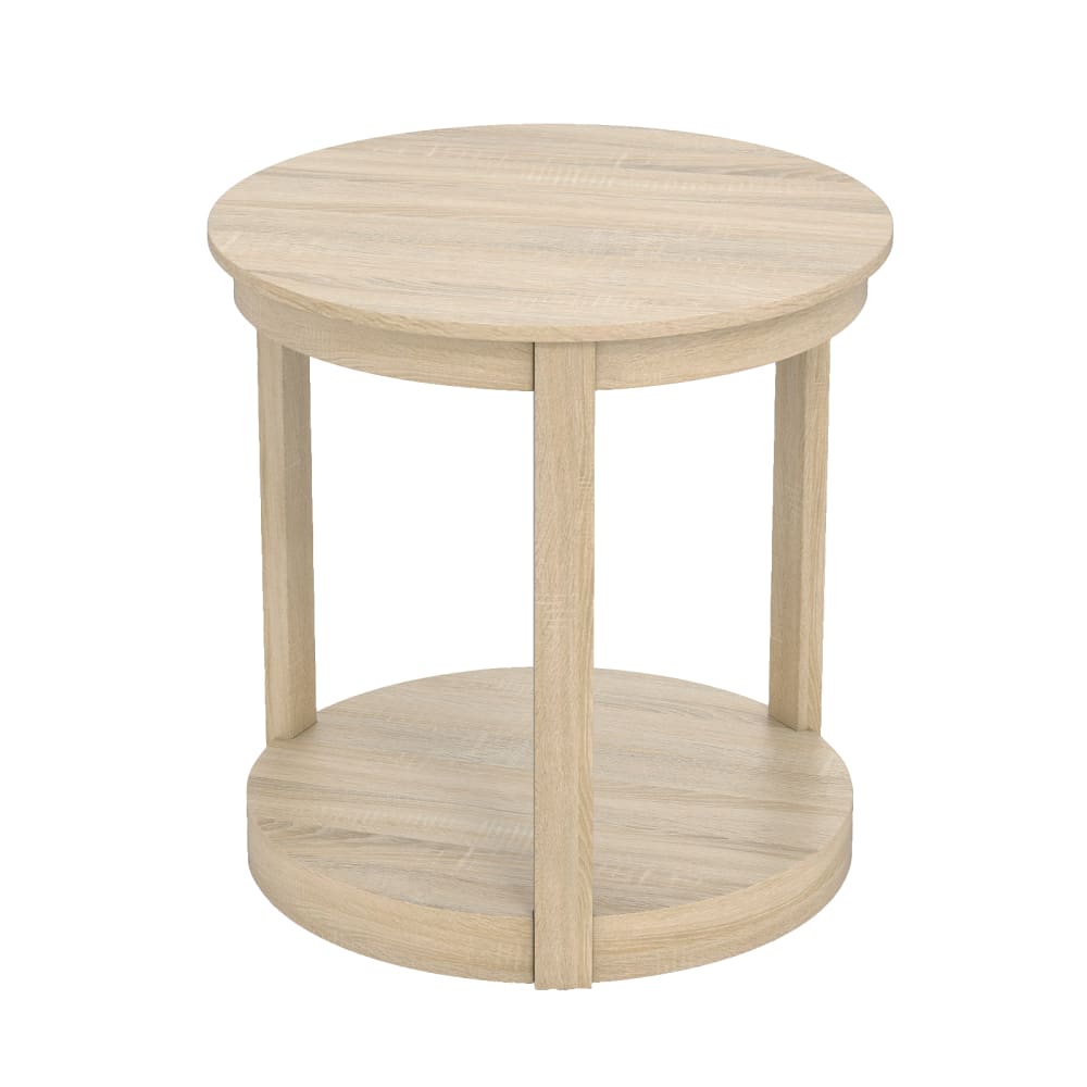 Table basse ronde en bois à 2 niveaux beige