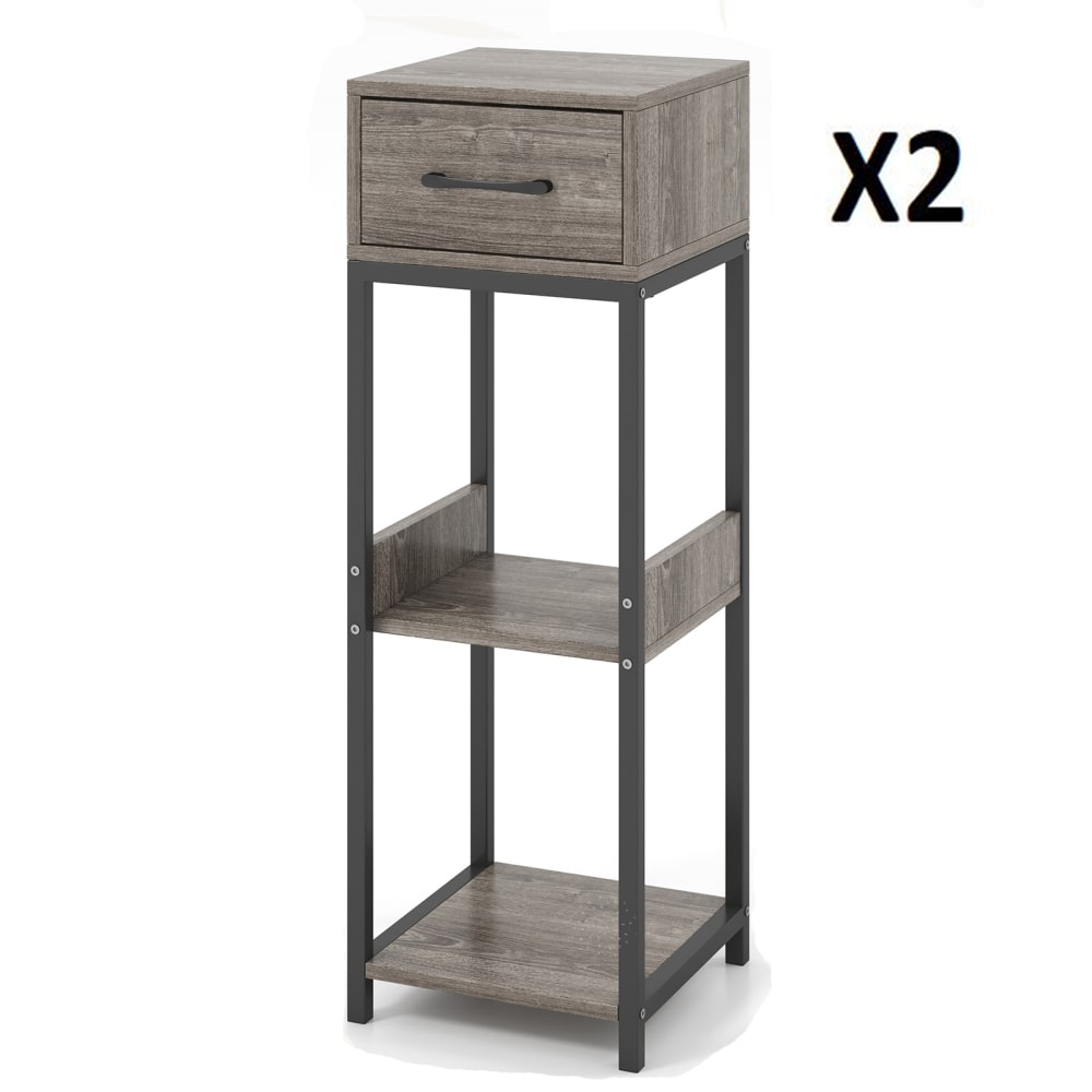 Lot de 2 support pour plantes à 3 niveaux cadre en métal