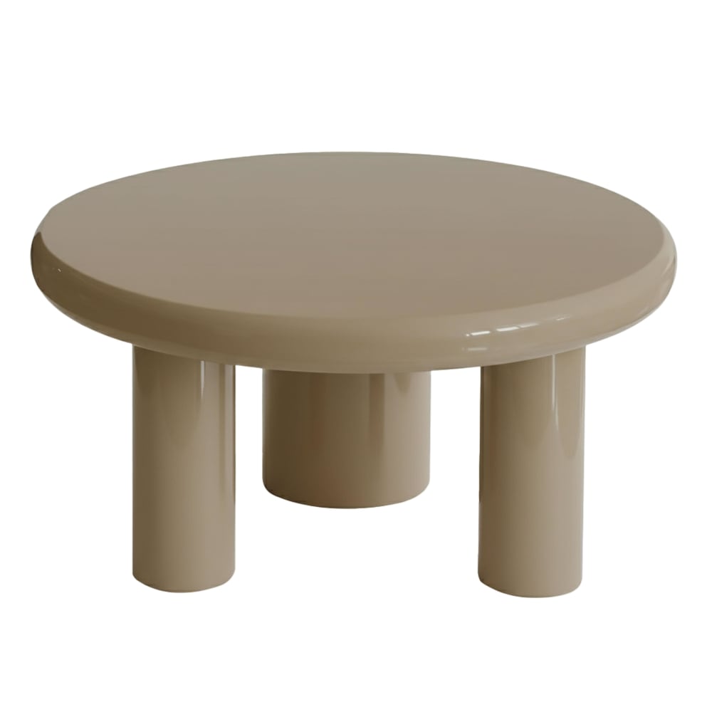 Table basse ronde 70 cm en MDF effet laqué taupe