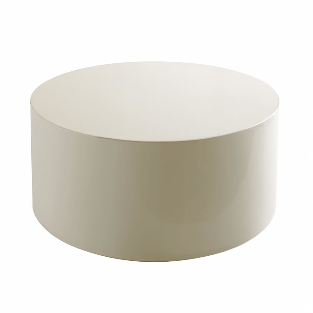 Table basse ronde 80 cm en MDF effet laqué ivoire