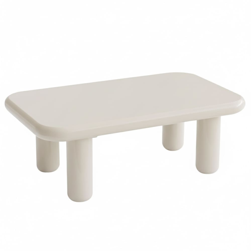 Table basse rectangulaire 100 cm en MDF effet laqué ivoire