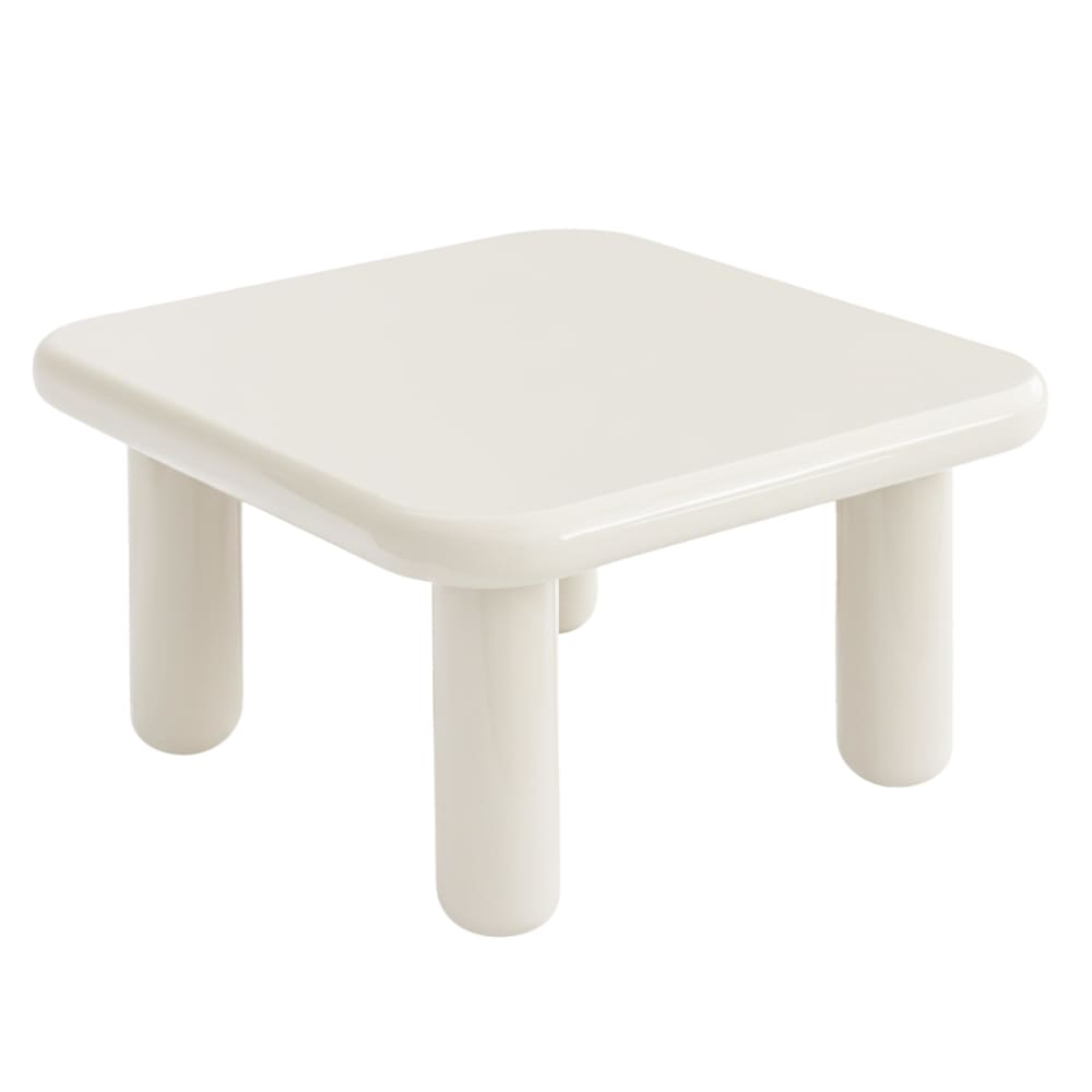 Table basse carrée 75 cm en MDF effet laqué ivoire